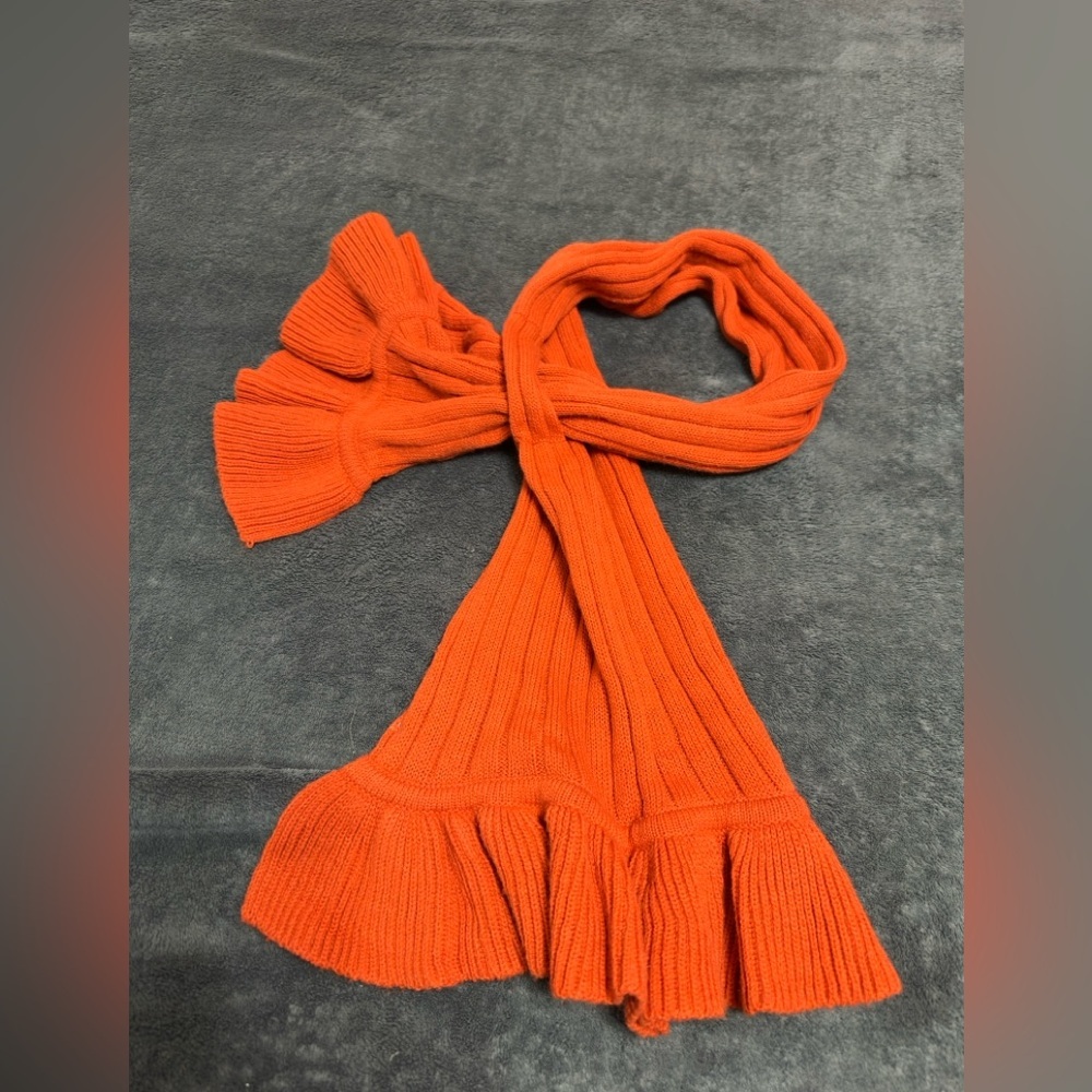 Orange Ruffled Knit Scarf - Picture 3 of 4